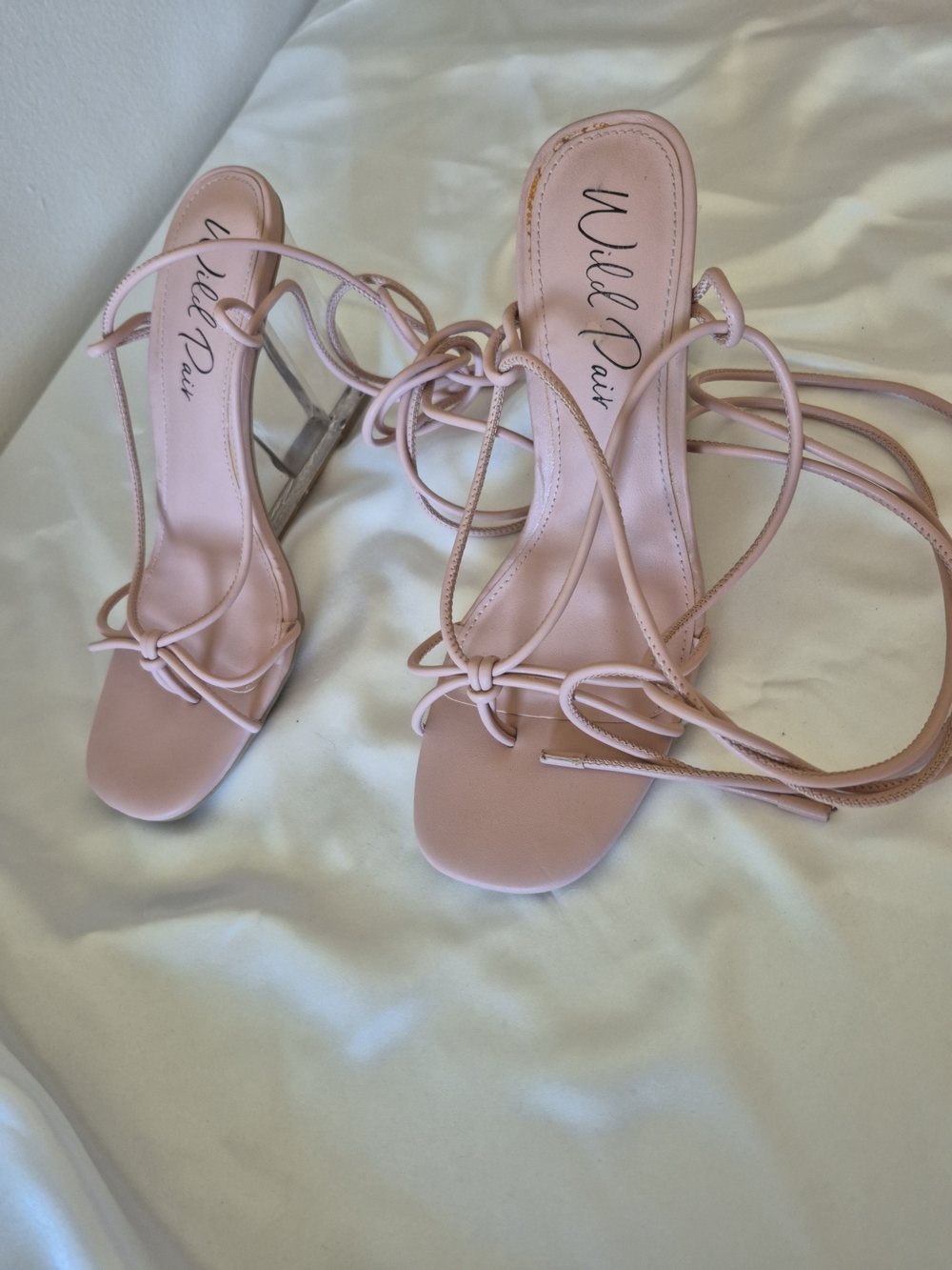 Wild Pair Blush Pink Strappy Lace-Up Heeled Sandals